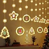 WELLTE 10er Set LED Lichterkette Weihnachten, 3m 8 Modi Lichtervorhang Weihnachten mit Fernbedienung, Fensterdeko Hängend Fensterlicht, IP44 Wasserdicht, für Innen Außen W