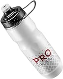 PRO BIKE TOOL Isolierte Fahrrad-Trinkflasche 680 ml, Bonus Sport-Trageschlaufe - zum Radfahren & Fitness - hält Getränke länger kalt, weiches Silikon-Mundstück - BPA-frei (Weiss)