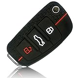 FOAMO Autoschlüssel Hülle kompatibel mit Audi 3-Tasten Klappschlüssel - Silikon Schutzhülle Cover Schlüssel-Hülle in Schwarz Rot