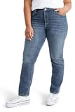 C&A Damen 5-Pocket Hosen Große Größen Straight Mid Rise/Mid Waist Stretch|Baumwolle Jeans-blau 50 S-L-R