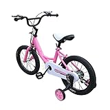 16 Zoll Kinderfahrrad Fahrrad Mountenbike Kinder Lauflernrad mit Stützräder für Jungen Mädchen - Ab 4-8 Jahre (Rosa)