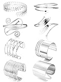 JeweBella 8 Stück Oberarmreif Damen Gold/Silber Armreif Oberarm Manschette Armreif Blatt Schlange Armreif Armbad Set Verstellbar Oberarm Schmuck für Halloween Cosplay
