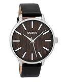 Oozoo Damenuhr mit Lederband Serie Wood 42 MM Holz/Schwarz C9254