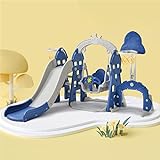 WZFANJIJ Kinder Spielhaus mit Rutsche Schaukel Kunststoff Spiel-Turm Kletter-Haus für Drinnen Draußen Premium Qualität,Blue