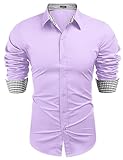 COOFANDY Herren Business Kleid Hemd Langarm Slim Fit Casual Button Down Hemd, Lavendel - Solid, 3X-Groß