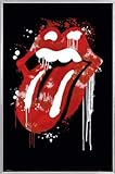 1art1 Rolling Stones Poster Plakat | Bild und Kunststoff-Rahmen - Lippen Und Zunge, Graffiti Logo (91 x 61cm)