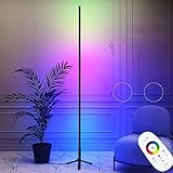 ANKBOY Smart LED Stehlampe Dimmbar mit Fernbedienung RGB Farbwechsel Stehleuchte mit Stecker und Fußschalter Ecklampe Schwarz für Schlafzimmer Wohnzimmer Ambiente Dekoration 24W