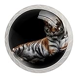 Big Cat Tiger PredatorCrystal Knobs for Dresser Drawer Cabinet Cupboard, Kitchen Cabinet Knobs (4 Pack)