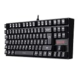 Redragon K552 Mechanische Gaming Tastatur 60% Mini TKL Keyboard mit Rote Schalter 87 Tasten für PC Gaming OHNE Beleuchtung - DE QWERTZ (Schwarz)