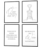 Papierschmiede® Spruch-Poster 4er-Set in DIN A3 | Motiv: Wein | Italien Pasta zu Vino sag ich nie no | Typografie-Bilder Küche Esszimmer ohne Rahmen