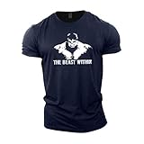 GYMTIER Bodybuilding-T-Shirt der Männer - Beast Within - Fitness-Trainingsoberteil