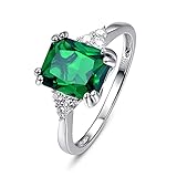 Yaresul 5.3ct erstellt grünen Smaragd Verlobungsring, 925 Sterling Silber kubischer Zirkonia Ring, Jahrestag Ring für Frau， Größe 51(16.7)