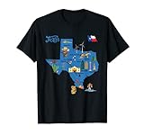 Tourismus Karte Texas Staat, USA, Städte, Sehenswürdigkeiten, Flagge T-Shirt
