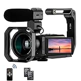 Camcorder 4K ORDRO AX65 Livestream Videokamera mit 12X optischen Zoom 3,5 Zoll IPS Bildschirm HD 1080P 60FPS 4K HD Camcorder mit Mikrofon, Weitwinkelobjektiv, Handhalter