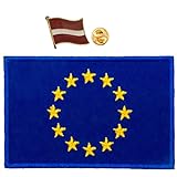 A-ONE Lettland Länderflagge Kragen Brosche Pin + EU-Flagge Muster taktischer Patch Kragen Pin für Kleidung Hut EU Flagge zum Aufnähen für Souvenir Geschenk Geschenk Accessoire Dekoration Nr. 429P+086