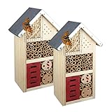 CULT at home 2 x Insektenhotel – Nistkasten für Nützlinge – Höhe 26 cm – Bienenhotel, Schmetterlingshaus, Insektenhaus aus Holz