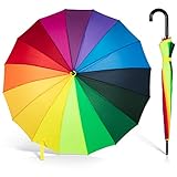 ADRIANO PORCARO®-Automatik Stock-Regenschirm Regenbogen 100cm Ø windfest-16 fache Verstrebung-groß sturmfest & stabil windresistent (Rainbow)