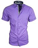 Louis Binder de Luxe Herren Hemd mit Brusttasche Kurzarm Shirt Modern Fit Button-Down-Kragen 82912 lila XXL
