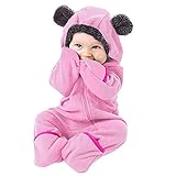 BeautyTop Baby Overall Panda Sterne Winter Flanell gefüttert Strampler Jumpsuit mit Kapuze Spielanzug Tierkostüm Tieroutfit für Jungen Mädchen Farbe Größe wählbar
