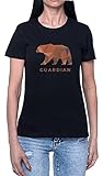 Bear Guardian Damen T-Shirt Schwarz Rundhals Leichtes Lässiges Kurzarm Women's Black Crew Neck Casual Short Sleeves XL