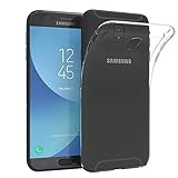 EAZY CASE Hülle kompatibel mit Samsung Galaxy J7 (2017) Schutzhülle Silikon, Ultra dünn, Slimcover, Handyhülle, Silikonhülle, Backcover, Durchsichtig, Klar Transparent