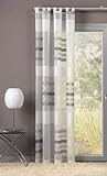 GardTex Attraktiver Schlaufenschal, Schlaufengardine mit auffälligen Blockstreifen Farbe:grau (225 x 140 cm)