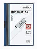 Durable Klemm-Mappe Duraclip (Original 30, Hartfolie, bis 30 Blatt A4, Beutel à 5 Stück) dunkelblau, 222707