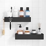 Kitsure Duschablage ohne Bohren 2 Stück rostfreie Badezimmer Organizer, schnell trocknende Badregal ohne Bohren mit großer Kapazität, langlebige Shampoo Halterung für Dusche aus Edelstahl, Schw