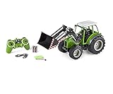 Carson 500907347 RC Traktor mit Frontlader 1:16 - Ferngesteuertes Fahrzeug, Bauernhoffahrzeug für Kinder ab 8 Jahren, Outdoor geeignet, inkl. Batterien und Fernsteuerung, grün
