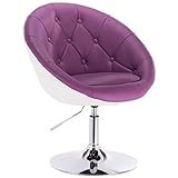 WOLTU® BH41vlw-1 1 x Barsessel Loungesessel mit Armlehne Kunstleder 2 farbig Violett+Weiss
