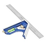 Kombinationswinkel 300mm, Winkelmesser, Winkelschmiege, Anschlagwinkel, Streichmaß, Kombinationswinkel,Einstellbar Winkelmesser Aus Edelstahl 90/45 Grad Messwerkzeug Mit Zinklegierungsg