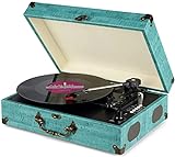 Vinyl Plattenspieler Bluetooth mit Eingebauten Lautsprechern Vintage Schallplatten Spieler 3 Geschwindigkeit Retro Koffer Phonograph Record Player mit USB Riemenantrieb RCA AUX In Kopfhörer In