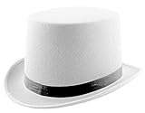 Funny Fashion Zylinder 60cm - Weiß - Schöner Hut zum 20er Jahre Kostüm für Party Show Hochzeit Junggesellenabschied Karneval