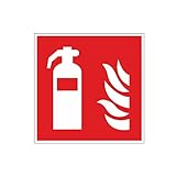 Brandschutzaufkleber 'F001: Feuerlöscher', 10x10cm, Art. hin_157, DIN EN ISO 7010, Hinweis, Achtung, Warnhinweis, Brandschutz, Feuerlöscher