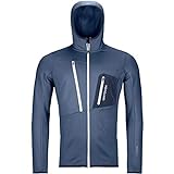 ORTOVOX Mens Fleece Grid Hoody Jacket, Night Blue, M