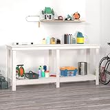 Werkbank Weiß 180x50x80 cm Massivholz Kiefer, ShGaxin Werkstatteinrichtung, Werkbank Werkstatt, Werkzeugschrank, Werktisch, Werkzeugtisch, Werkbänke Für Heimwerk