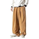 Herren-Hose aus massivem Cord mit Tasche, weites Bein, lockere Oversize-Hose, Freizeithose, K116 Khaki, XXL