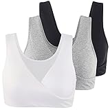 COLOMI Mutterschaft Still-BHS Nahtloser Still-BH zum Schlafen ohne Bügel für Damen (Black+Grey+White/3Pack, XXL)