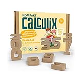 CALCULIX Basis Kompakt Montessori Spielzeug Made in EU – 61 FSC Holz Bausteine aus massiver Buche Mini - nur mit natürlichem Pflanzenöl geschützt - spielerisch Mathe, Zahlen & 1x1 Lernen