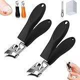 Nagelclipper Mit Weiten Kieferöffnungen Und Anti-Splash-Schneidekante, Wide Jaw Opening Anti-Splash Slanted Nail Clipper, Abgeschrägter Nagelknipser, Nagelknipser (BLACK*2)