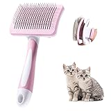 Vinabo Selbstreinigende Haustierbürste, Bürste für langes und kurzes Haar, für Hunde, Katzen, beseitigt effektiv Tomentose unter der Unterwolle und Verfilzungen, Rosa
