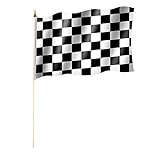 Stockflagge/Stockfahne ZIELFLAGGE/AUTORENNEN/START ZIEL/RENNEN Flagge/Fahne ca. 30 x 45 cm mit ca. 60cm Stab/Stock