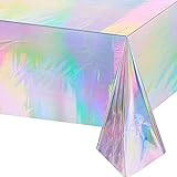 K2h7 Tischdecke aus Aluminiumfolie, glänzend, Regenbogenfarben, rechteckig, für Esstisch, für Hochzeit, Dekoration, Bankett, Party