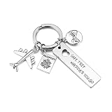 Zysta Flugzeug Schlüsselanhänger mit gravur safe trip wherever you go Reise Glücksbringer Schutzengel Keychain für Pärchen Freunde Auslandsjahr Abschiedsgeschenk (safe trip wherever you go)