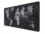 Gaming-Mauspad mit Weltkarte, 800 x 300 mm, rutschfest, wasserdicht und mit verstärkten Kanten. Die ideale Ergänzung für Ihre Maus, Tastatur, Laptop - XXL-Mausp