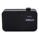Amazon Brand - Umi Tragbares Radio DAB FM, Digitales Radio mit Bluetooth, LCD-Display Weckzeiten Sleeptimer Snooze Funktion, Netzstecker oder 4xAA Batterie - Schwarz