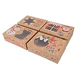 Mothinessto Weihnachtsgeschenkboxen, 8 braune Geschenkboxen aus Kraftpapier für Partys
