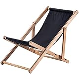 KADAX Liegestuhl, Strandstuhl aus Holz, Sonnenliege bis 120kg, Liege aus Buchenholz, Holzklappstühle, Strandliege, Klappliege für Strand, Holz-Liegestuhl (Schwarz)