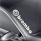 Generisch Frontscheiben Aufkleber 55 cm passend für Brembo Tuning Auto Sticker Windschutzscheibe Racing Sportlicher Look (Weiß)