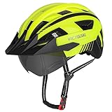 VICTGOAL Fahrradhelm MTB Mountainbike Helm mit magnetischem Visier und Abnehmbarem Polsterung, EPS-Körper mit PC-Schale, Radhelm Rennradhelm für Unisex Erwachsenen Herren Damen (Gelb)
